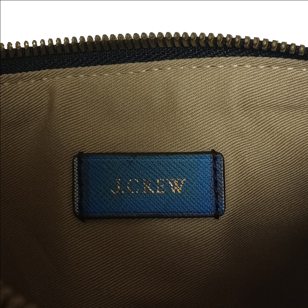 J.CREW BLUE & PINK PLAID ENVELOPE LEATHER CLUTCH WITH TASSEL - Picture 11 of 12